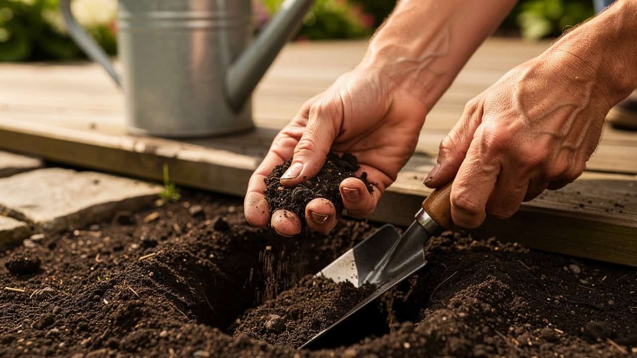 Sprawdzanie przepuszczalności gleby przy tarasie