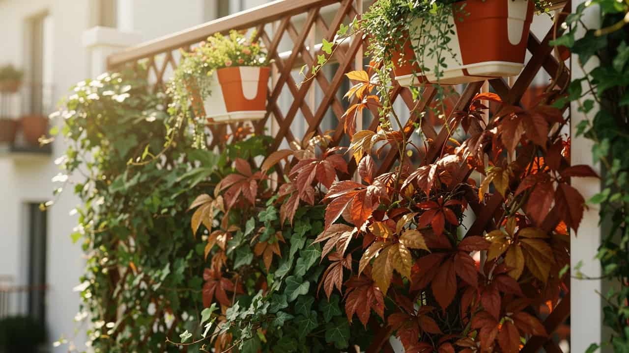 Zielona ściana z pnączy jako naturalna osłona balkonu